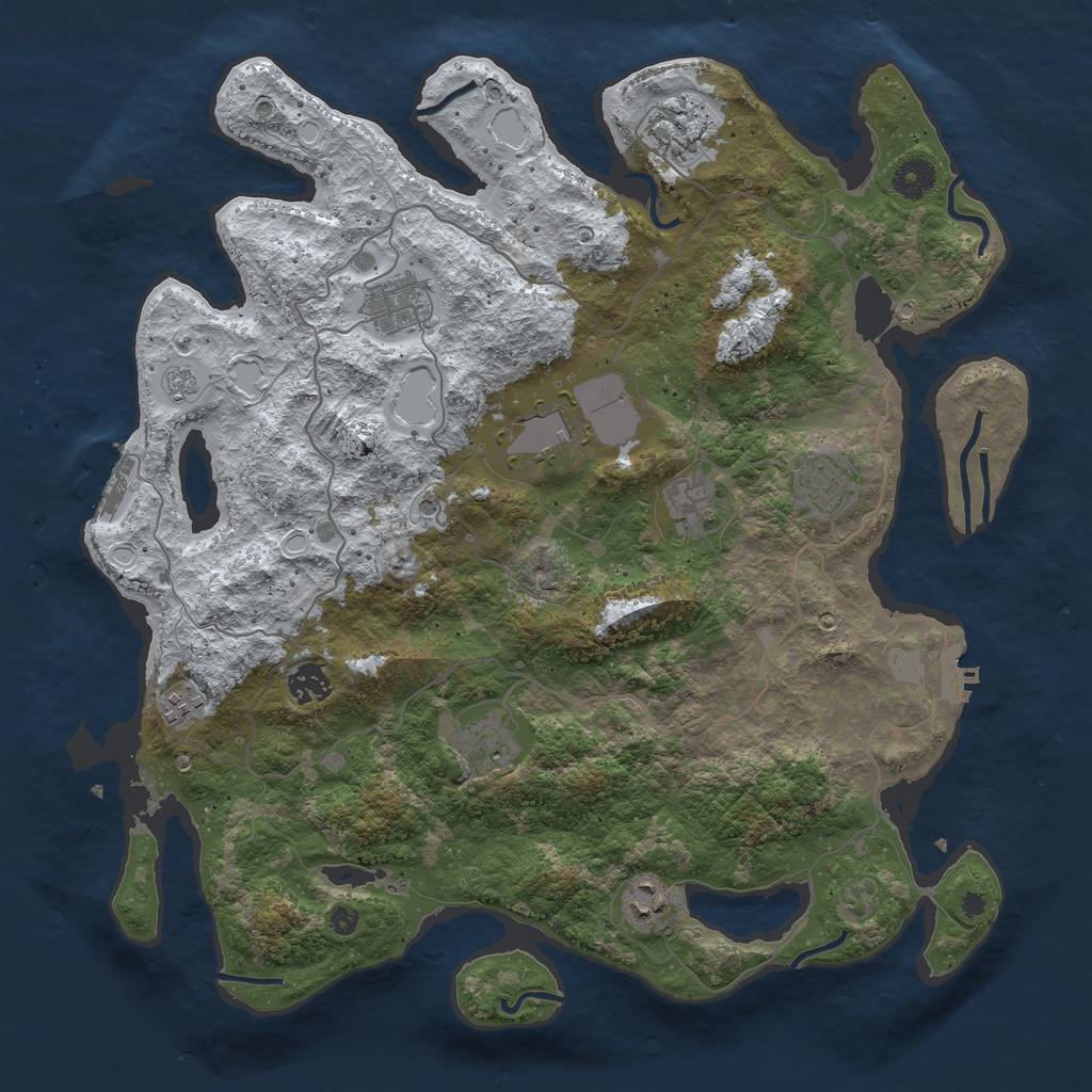 Rust Map: Procedural Map, Size: 4000, Seed: 520982, 18 Monuments
