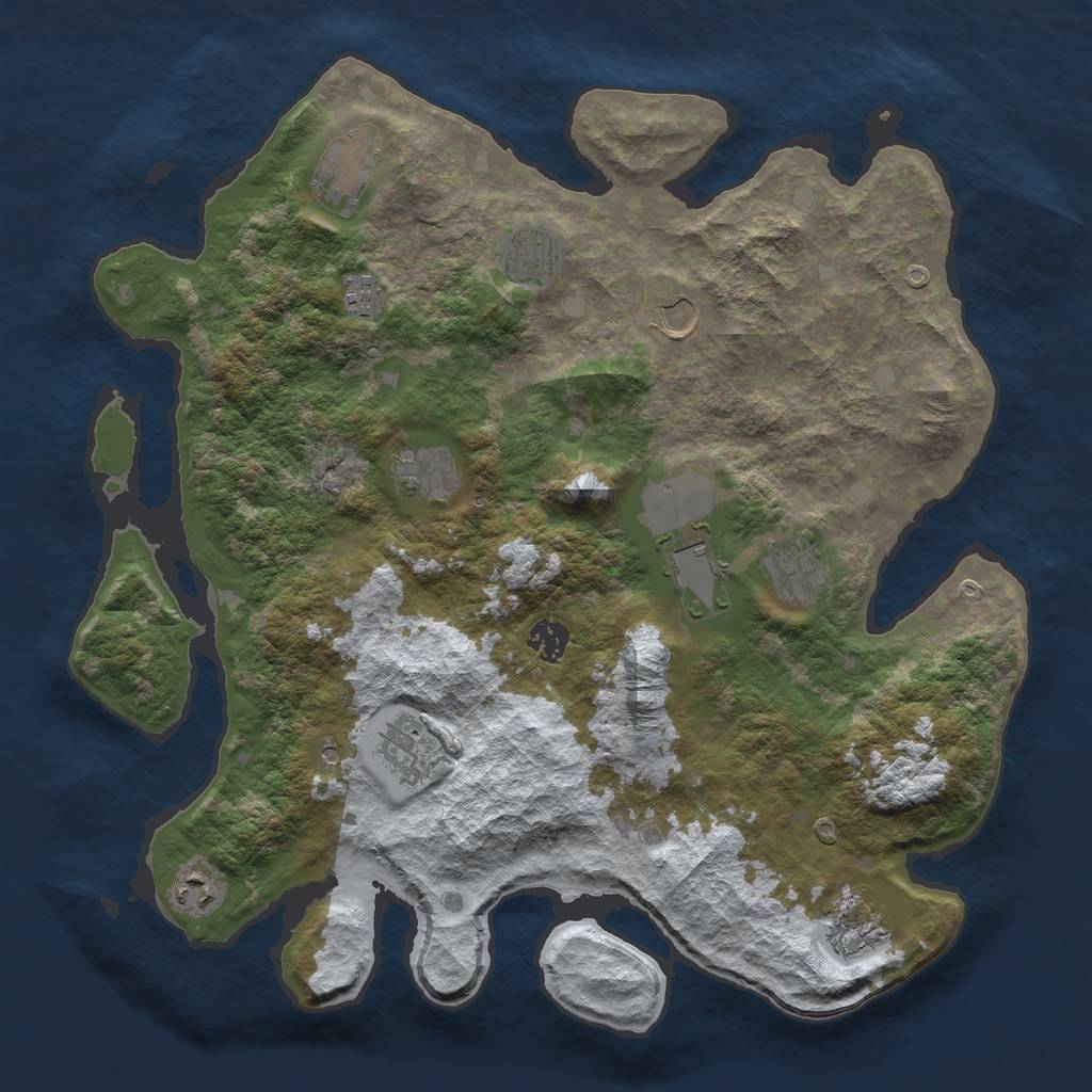 Rust Map: Barren, Size: 4000, Seed: 793393625, 14 Monuments