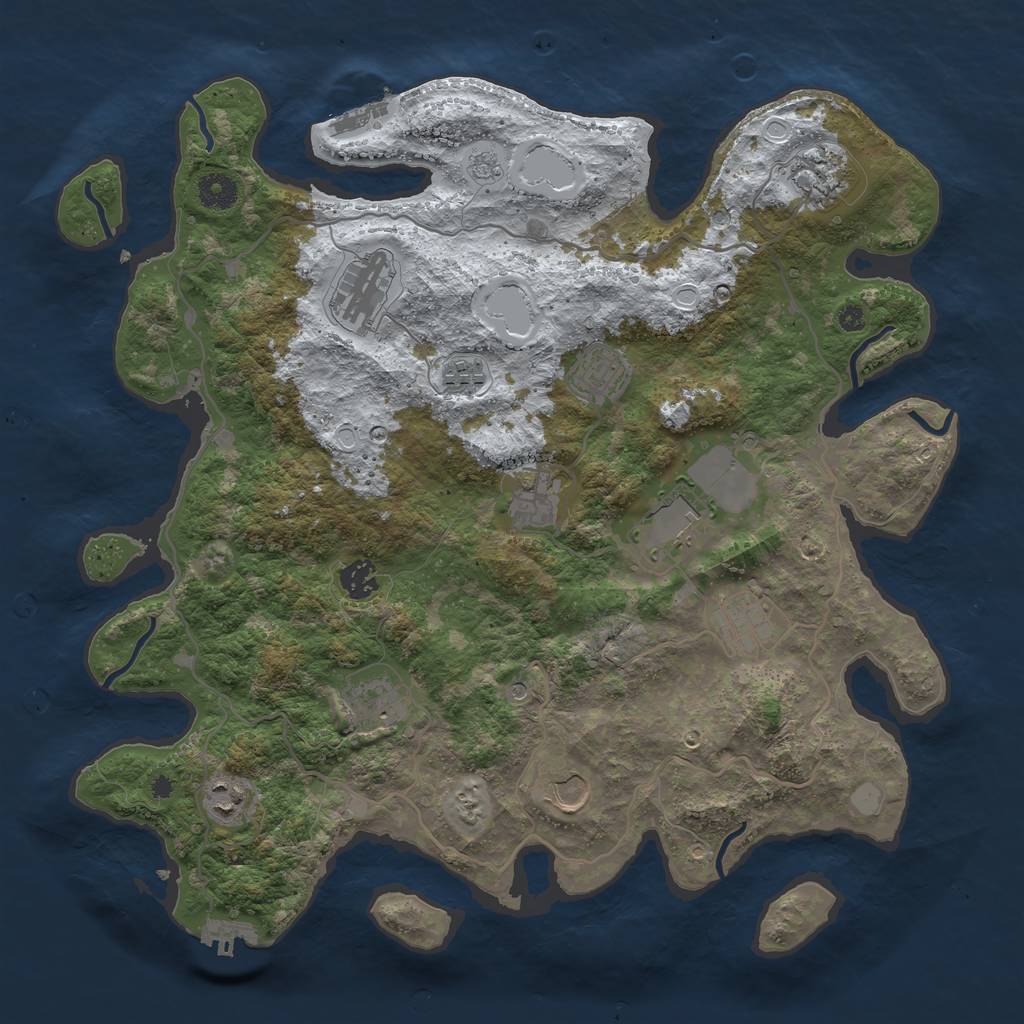 Rust Map: Procedural Map, Size: 4000, Seed: 1295622172, 20 Monuments