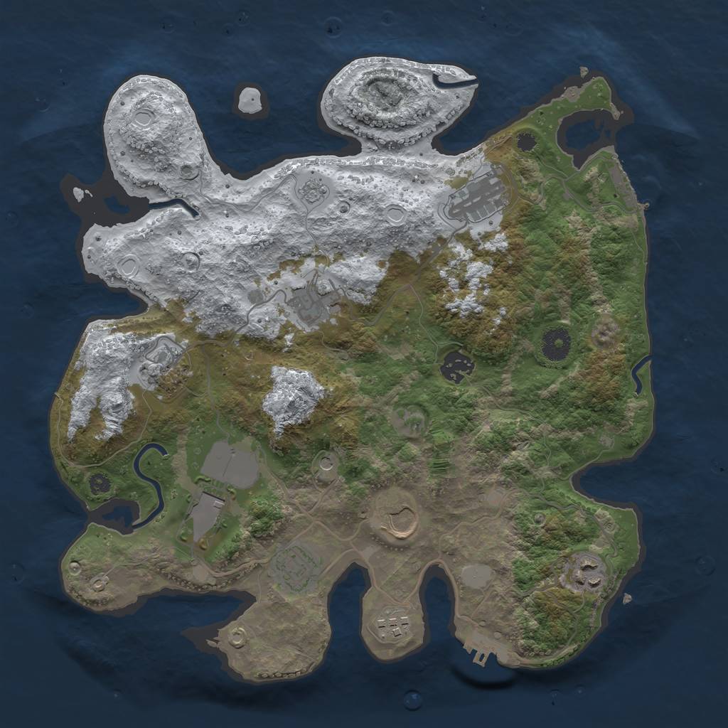 Rust Map: Procedural Map, Size: 3500, Seed: 304987243, 18 Monuments