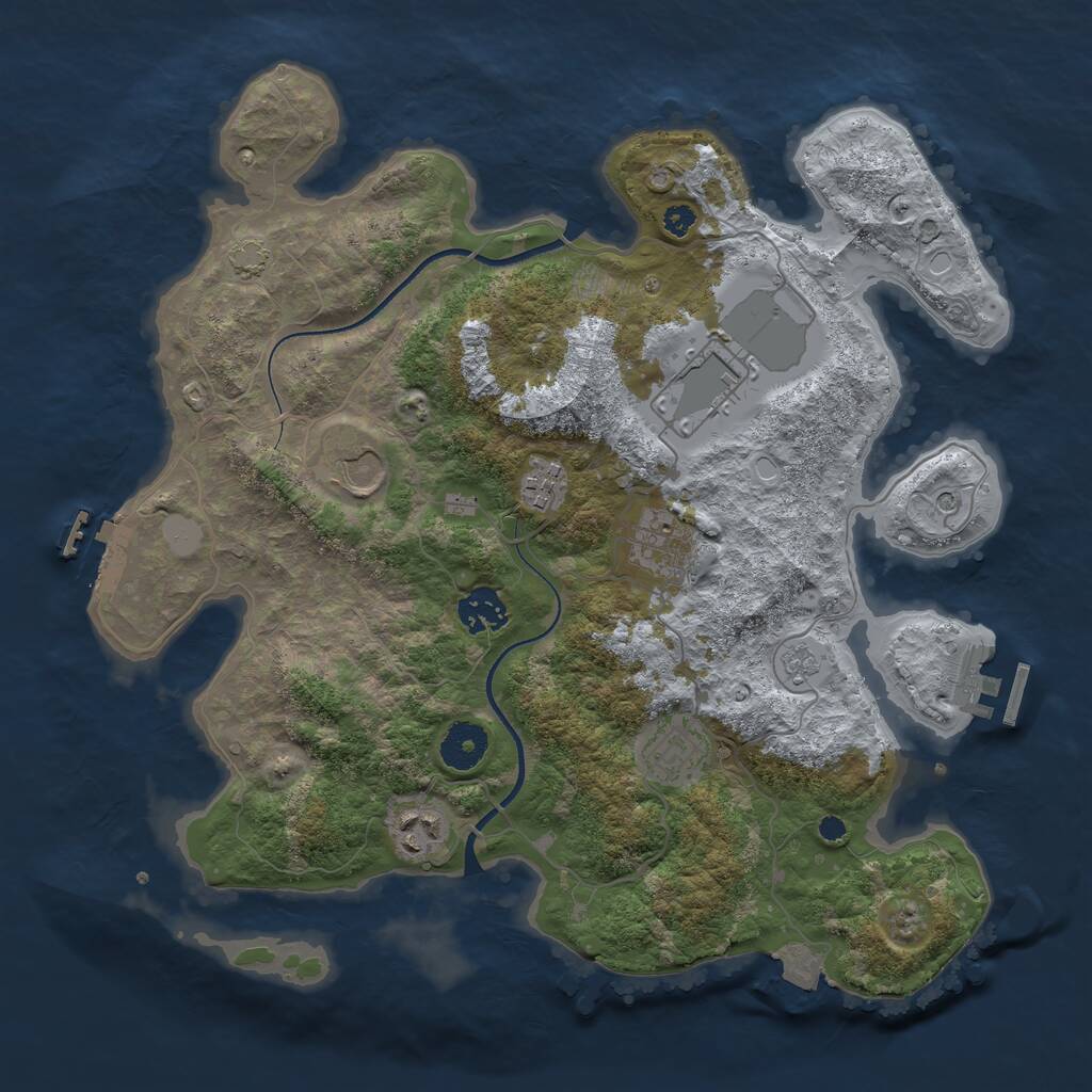 Rust Map: Procedural Map, Size: 3500, Seed: 989744, 13 Monuments