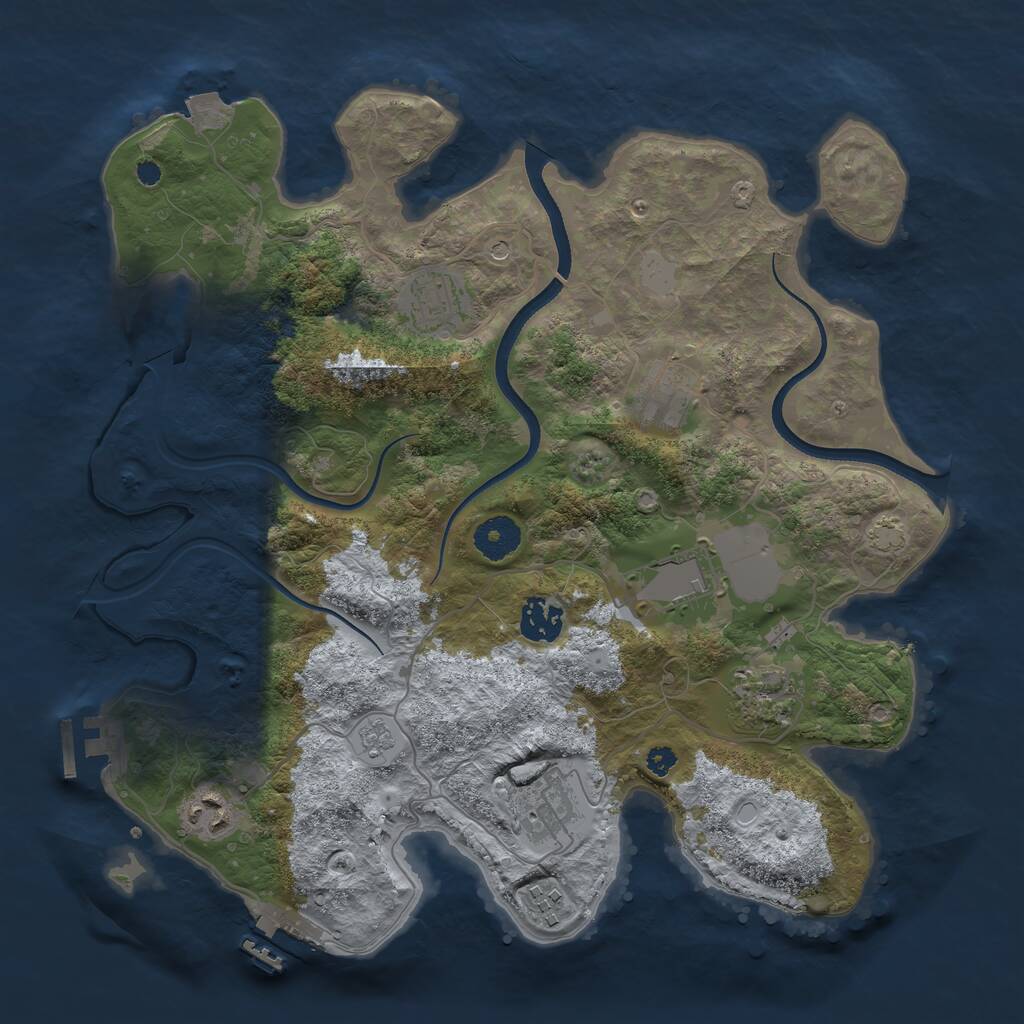 Rust Map: Procedural Map, Size: 3500, Seed: 1342618660, 14 Monuments