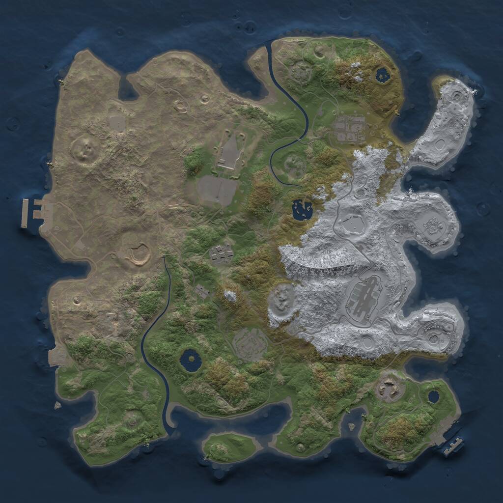 Rust Map: Procedural Map, Size: 3500, Seed: 137630291, 14 Monuments