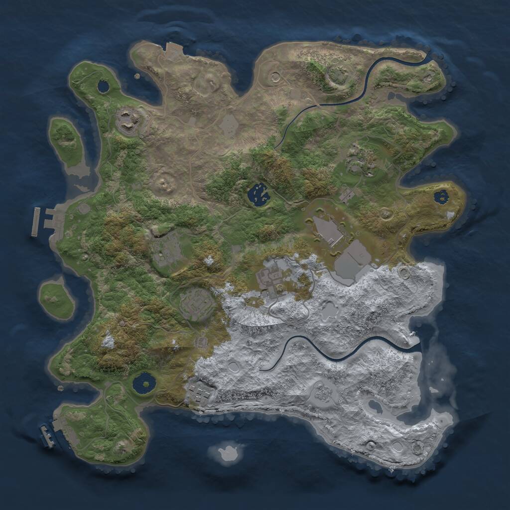 Rust Map: Procedural Map, Size: 3500, Seed: 132072795, 14 Monuments