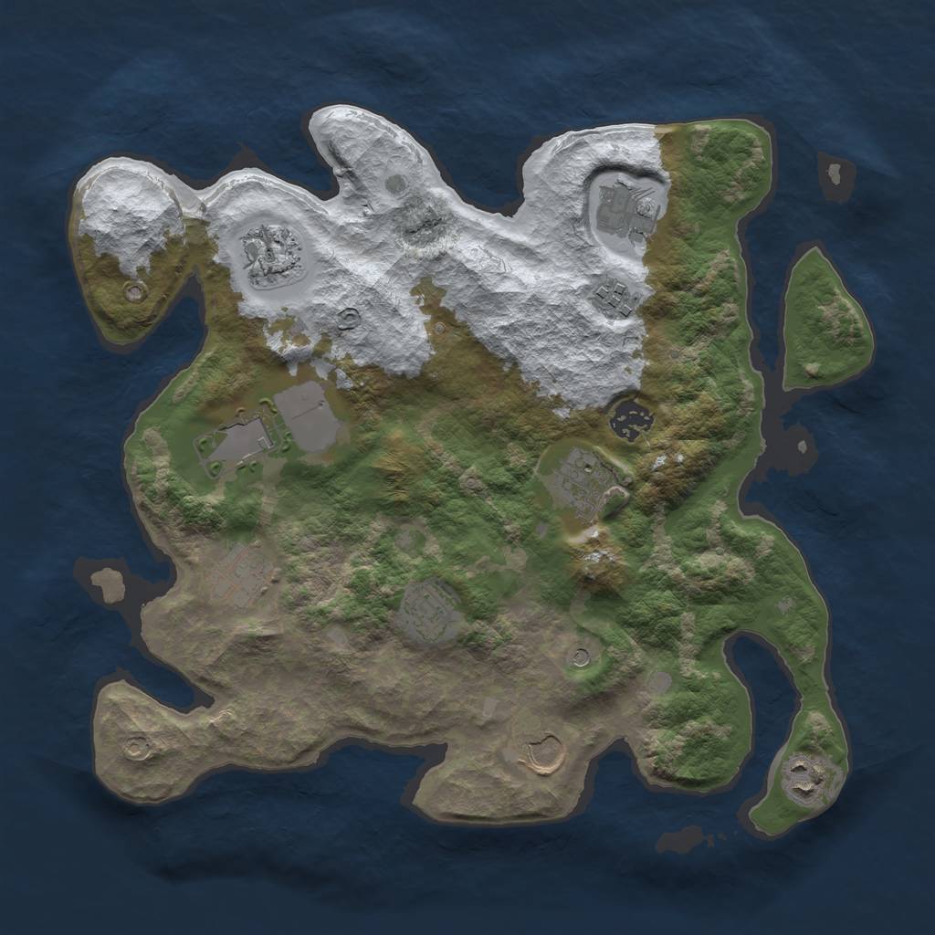 Rust Map: Barren, Size: 3500, Seed: 1984562660, 13 Monuments