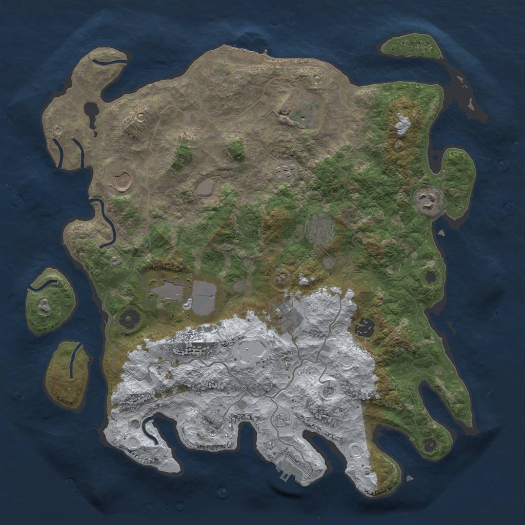 Rust Map: Procedural Map, Size: 4000, Seed: 35580, 17 Monuments