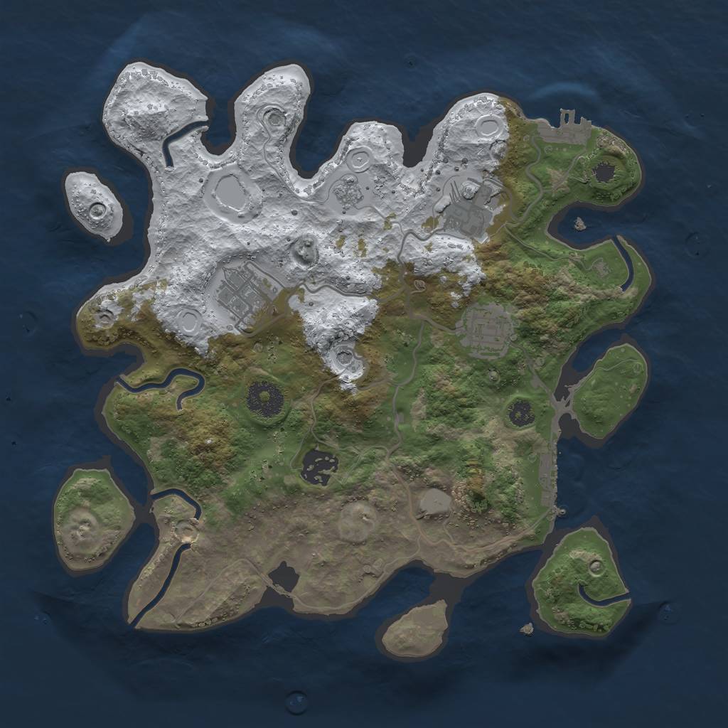 Rust Map: Procedural Map, Size: 3000, Seed: 29353, 13 Monuments