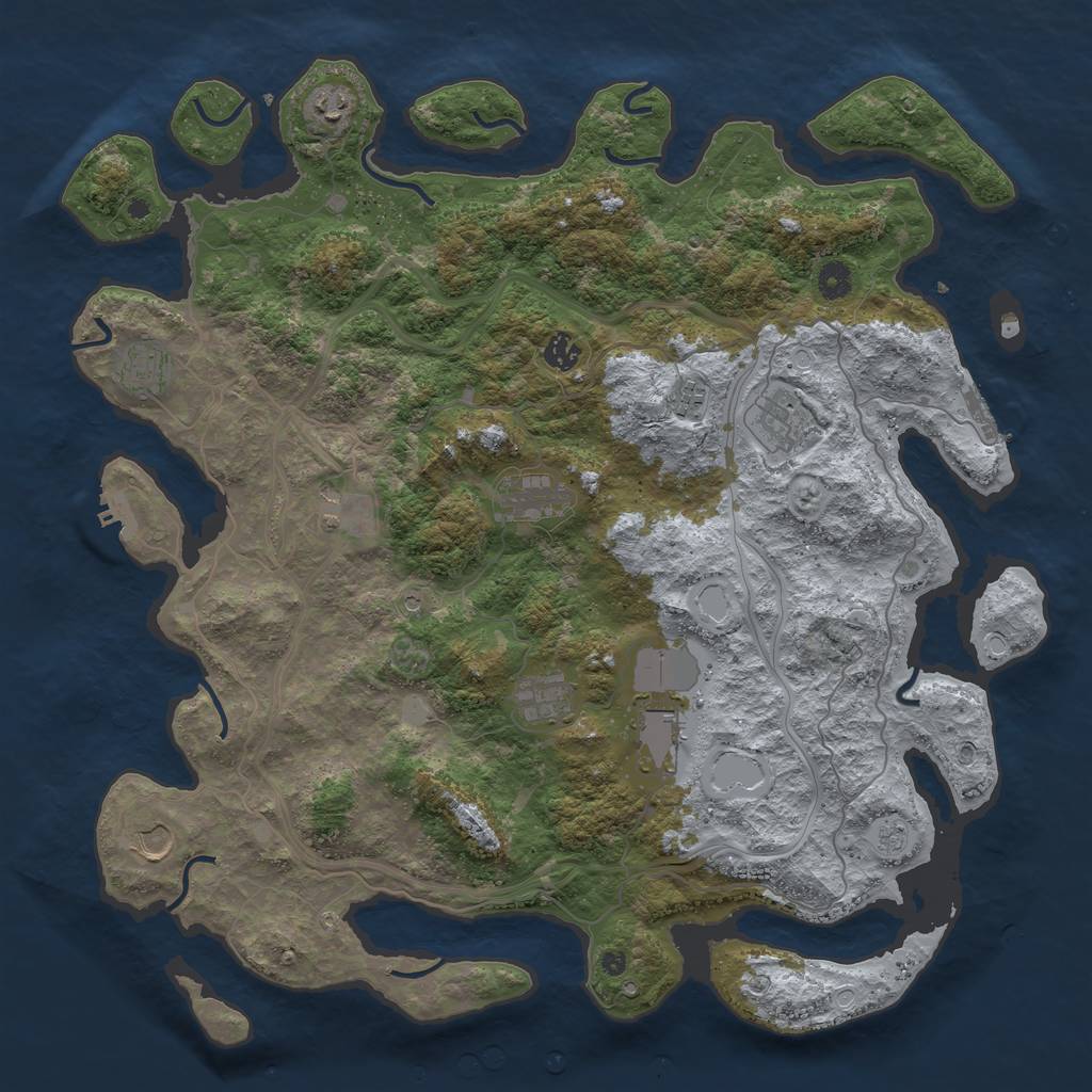 Rust Map: Procedural Map, Size: 4500, Seed: 538866403, 17 Monuments