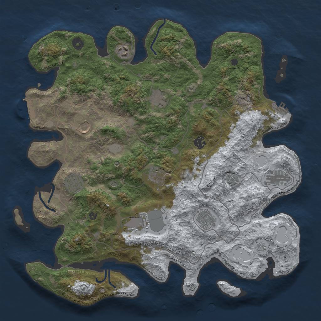 Rust Map: Procedural Map, Size: 4000, Seed: 225637003, 19 Monuments