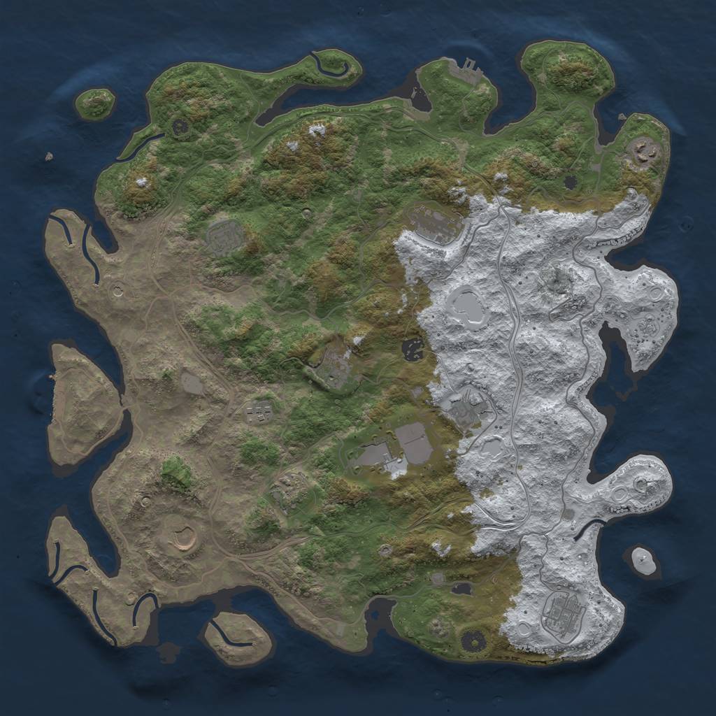 Rust Map: Procedural Map, Size: 4500, Seed: 54252, 20 Monuments