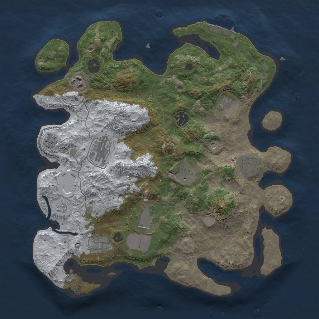 Rust Map: Procedural Map, Size: 3500, Seed: 1747585991, 17 Monuments