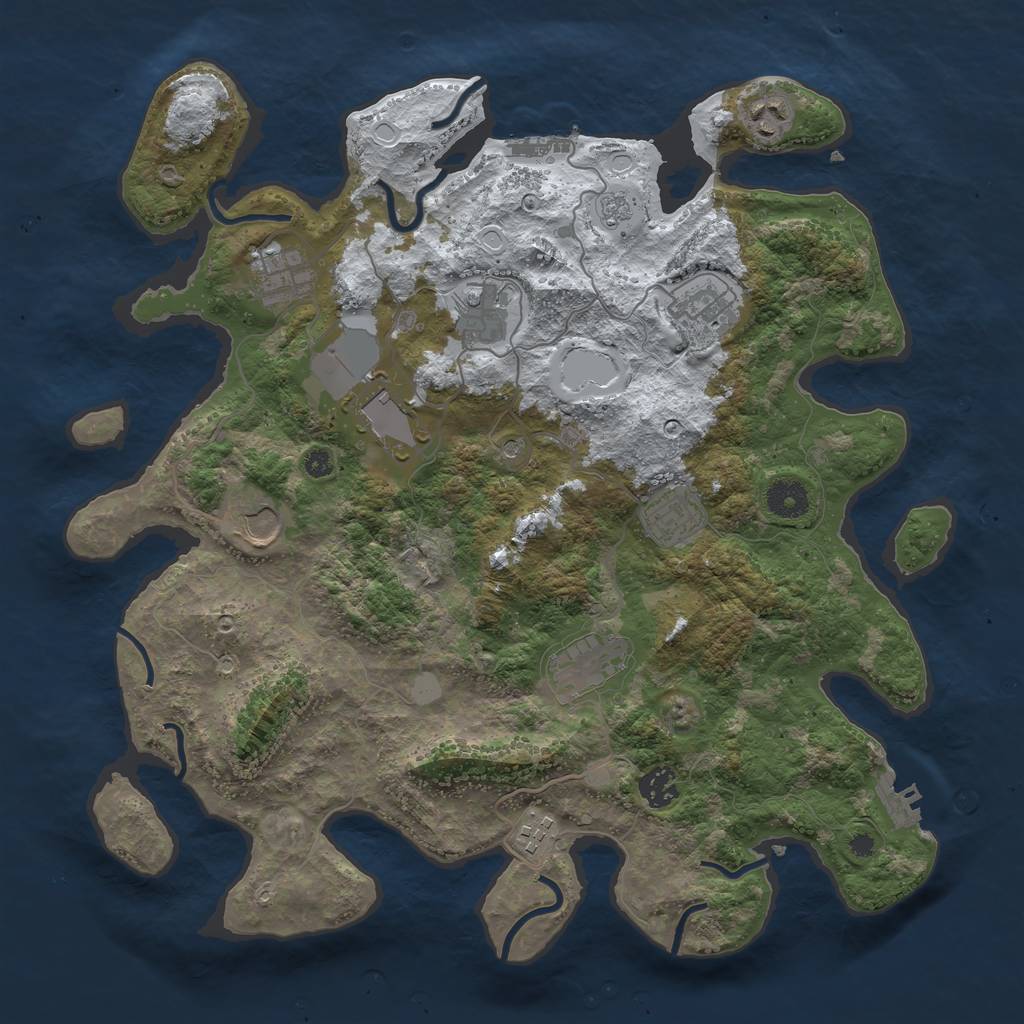 Rust Map: Procedural Map, Size: 3821, Seed: 111111, 19 Monuments