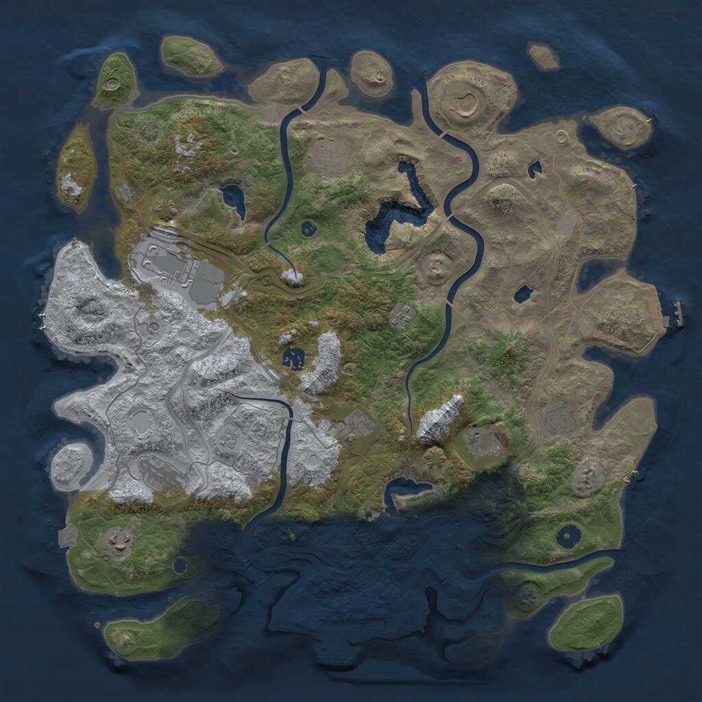 Rust Map: Procedural Map, Size: 4500, Seed: 1955372499, 16 Monuments