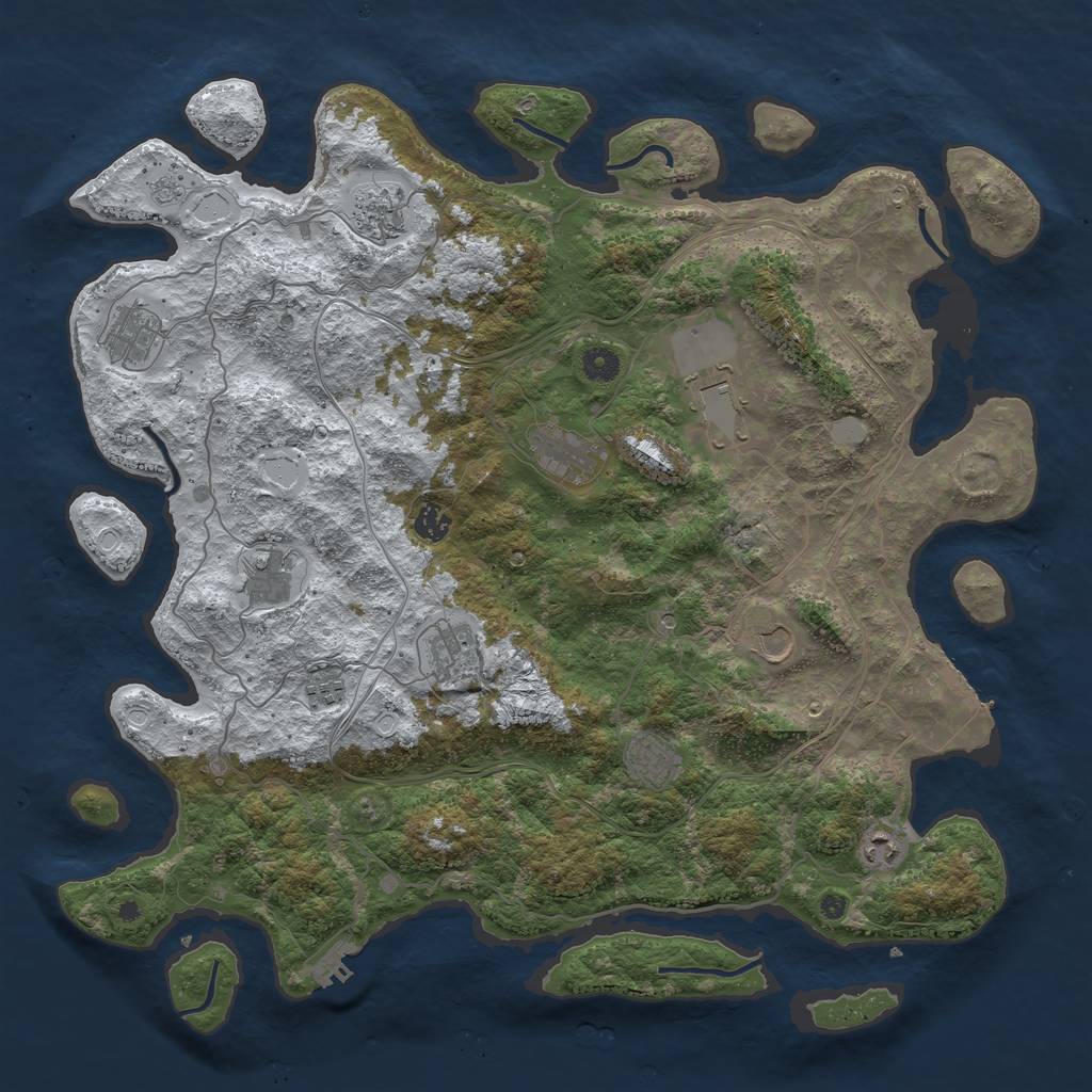 Rust Map: Procedural Map, Size: 4500, Seed: 399424481, 20 Monuments