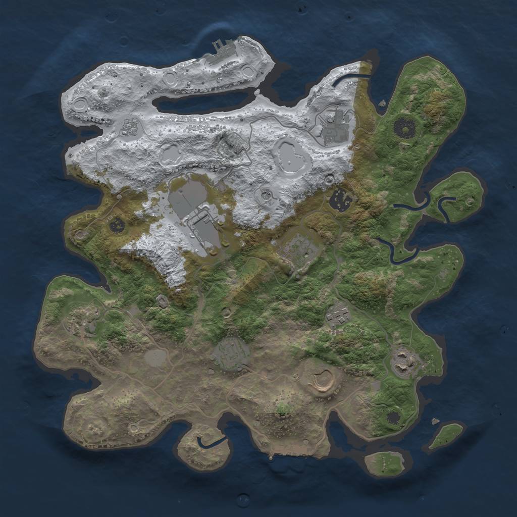 Rust Map: Procedural Map, Size: 3500, Seed: 894046009, 18 Monuments