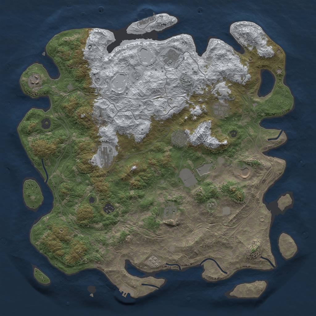 Rust Map: Procedural Map, Size: 4500, Seed: 68642139, 19 Monuments