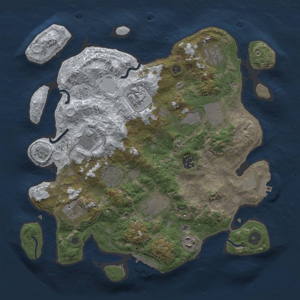 Rust Map: Procedural Map, Size: 3500, Seed: 360437475, 19 Monuments