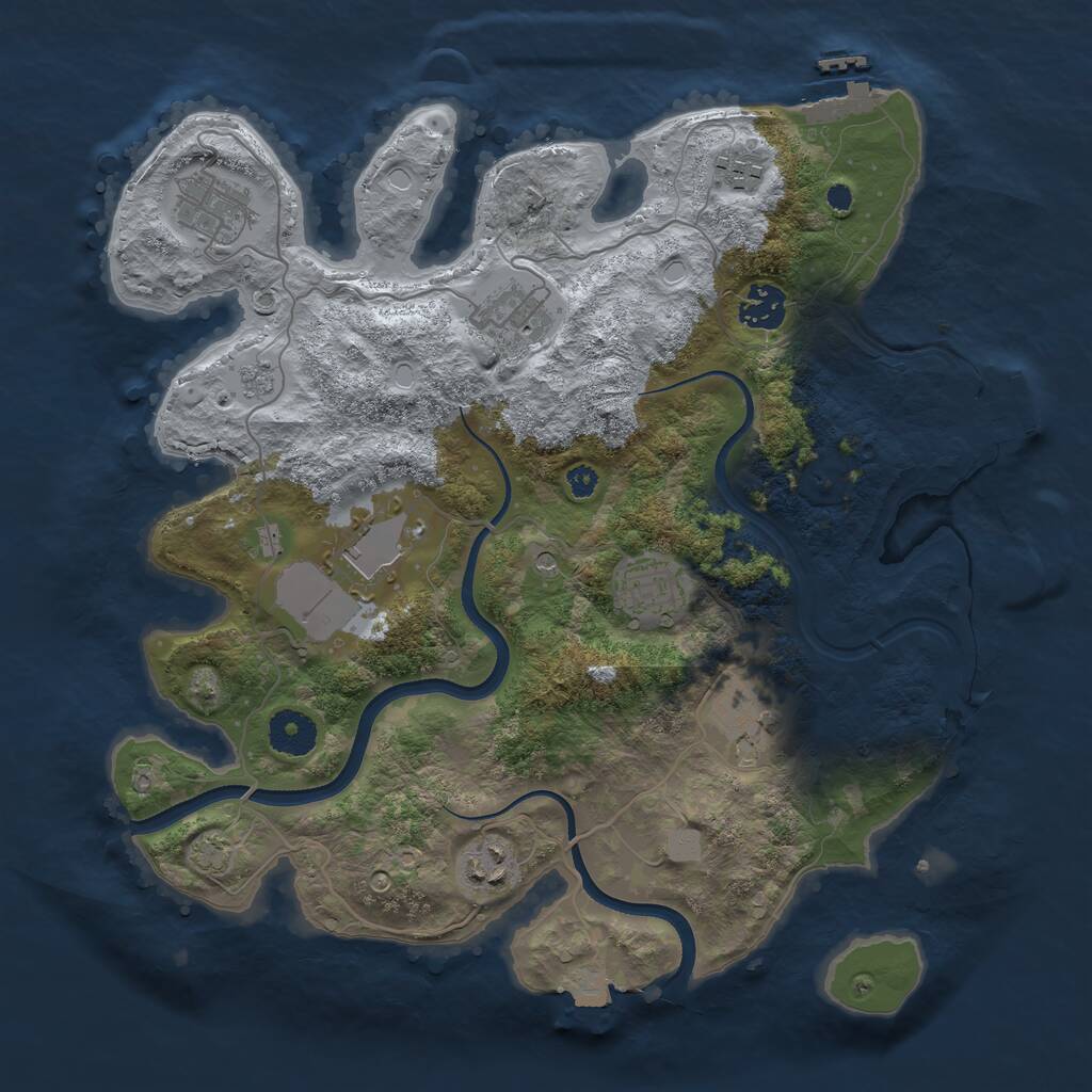 Rust Map: Procedural Map, Size: 3500, Seed: 1891801247, 14 Monuments