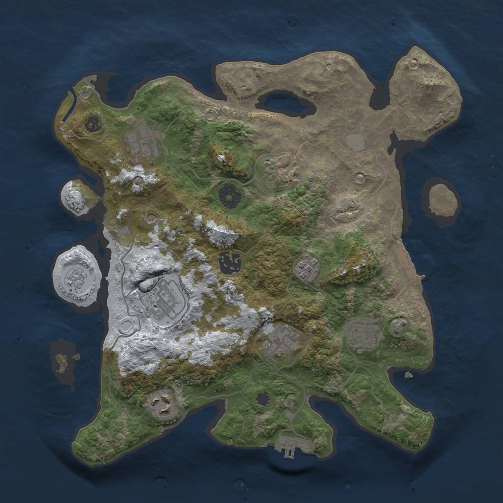 Rust Map: Procedural Map, Size: 3250, Seed: 1745331535, 17 Monuments