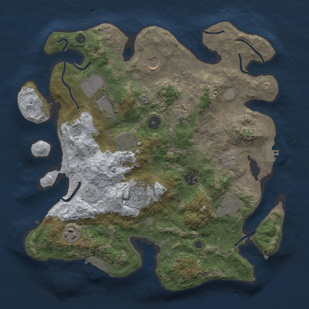 Rust Map: Procedural Map, Size: 3500, Seed: 110901578, 18 Monuments