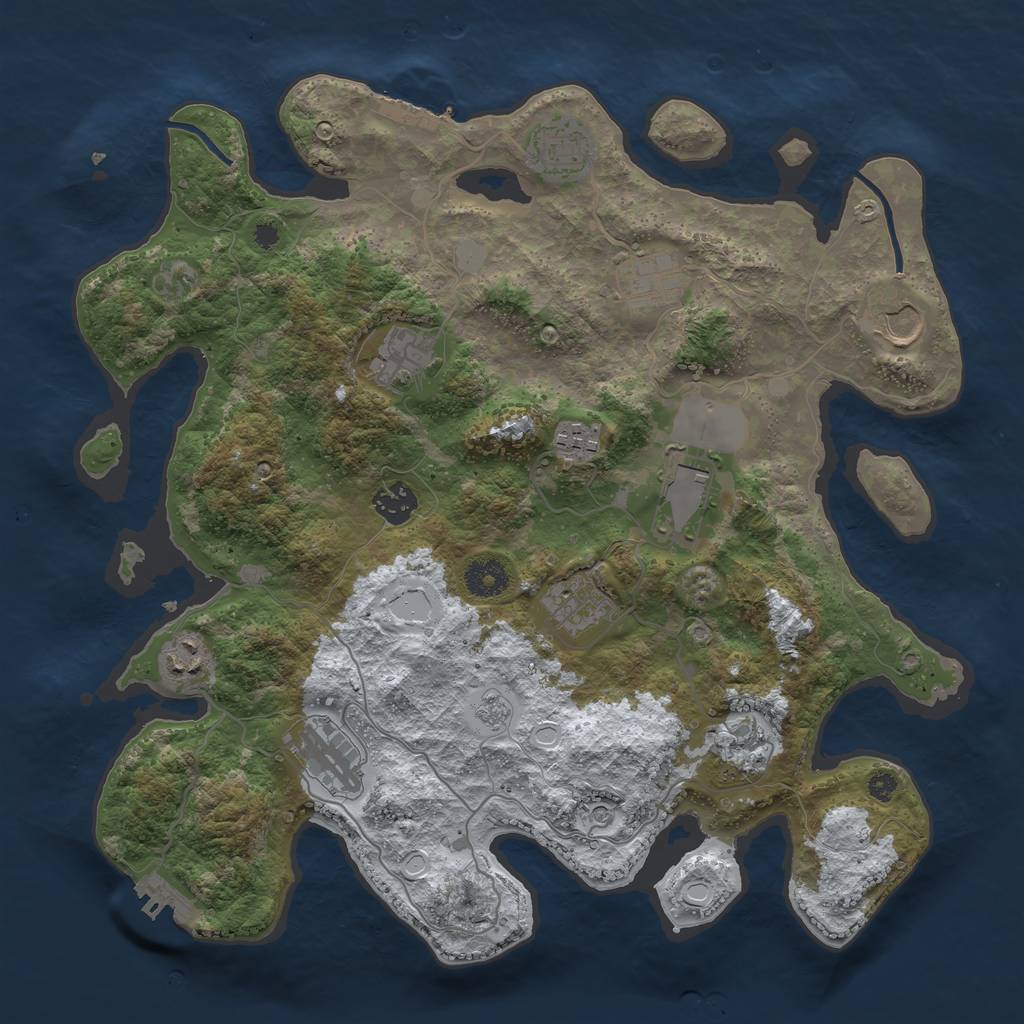 Rust Map: Procedural Map, Size: 3700, Seed: 1153857137, 20 Monuments
