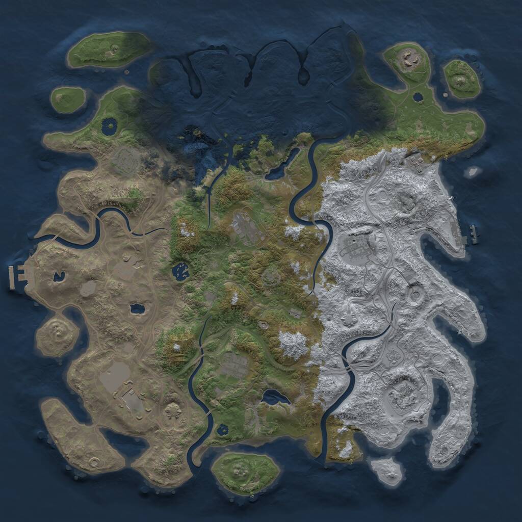 Rust Map: Procedural Map, Size: 4500, Seed: 1235557, 16 Monuments