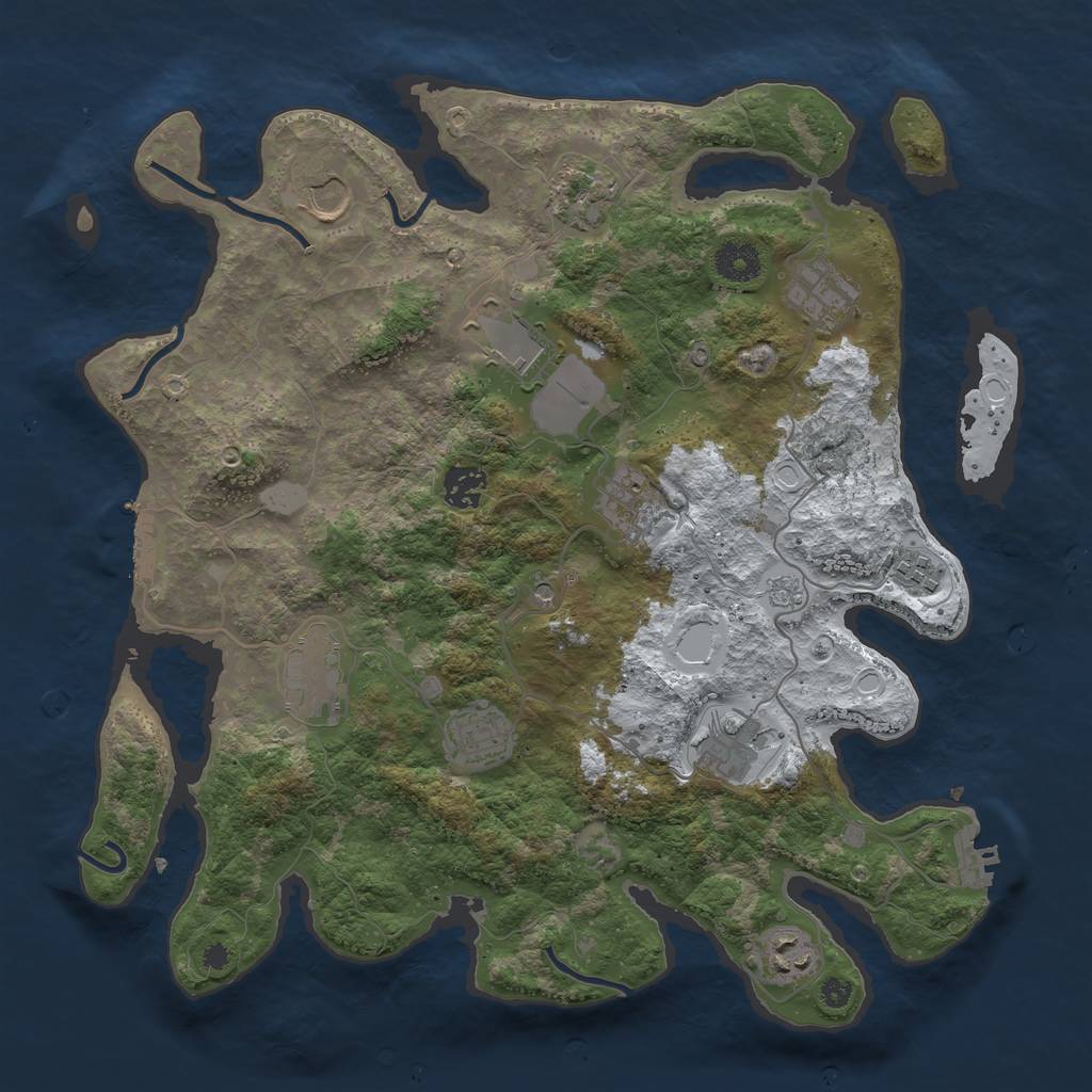 Rust Map: Procedural Map, Size: 3700, Seed: 1061435223, 20 Monuments