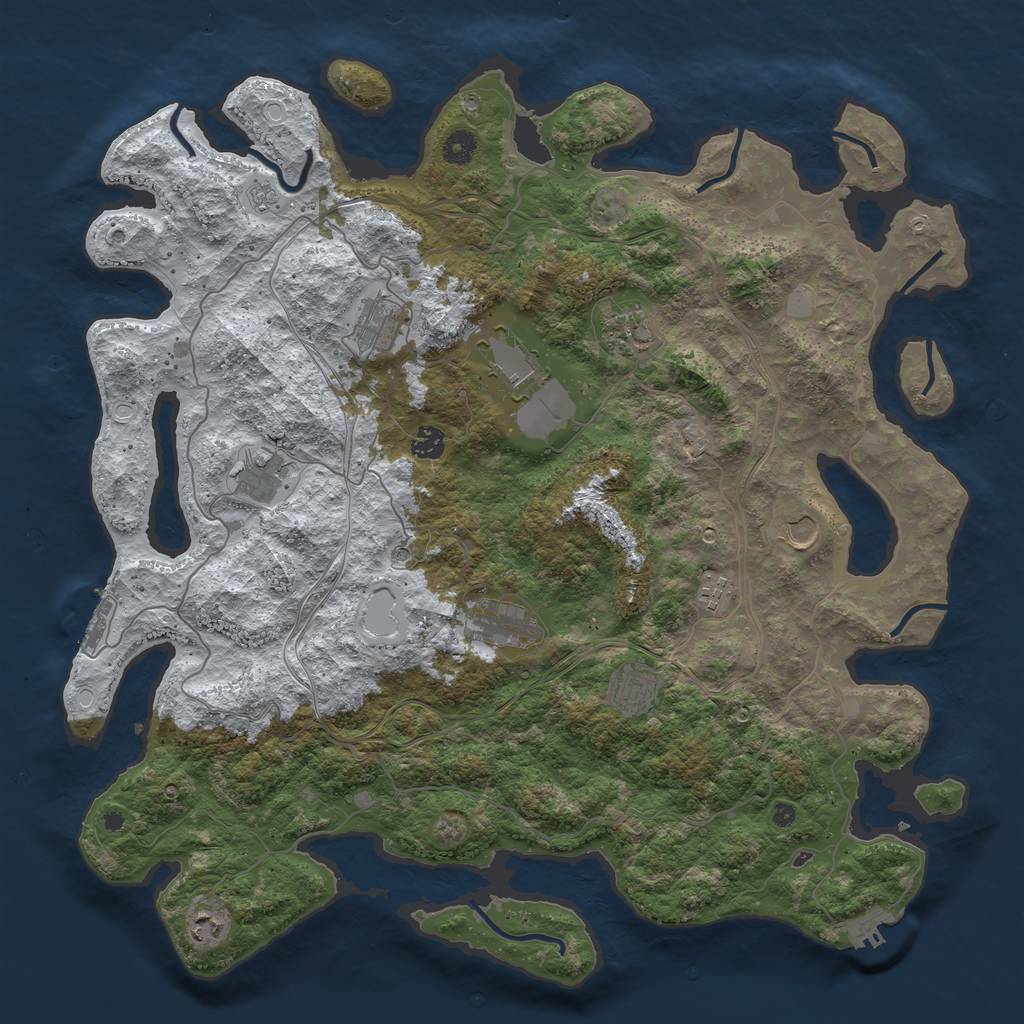 Rust Map: Procedural Map, Size: 4500, Seed: 1374945329, 19 Monuments
