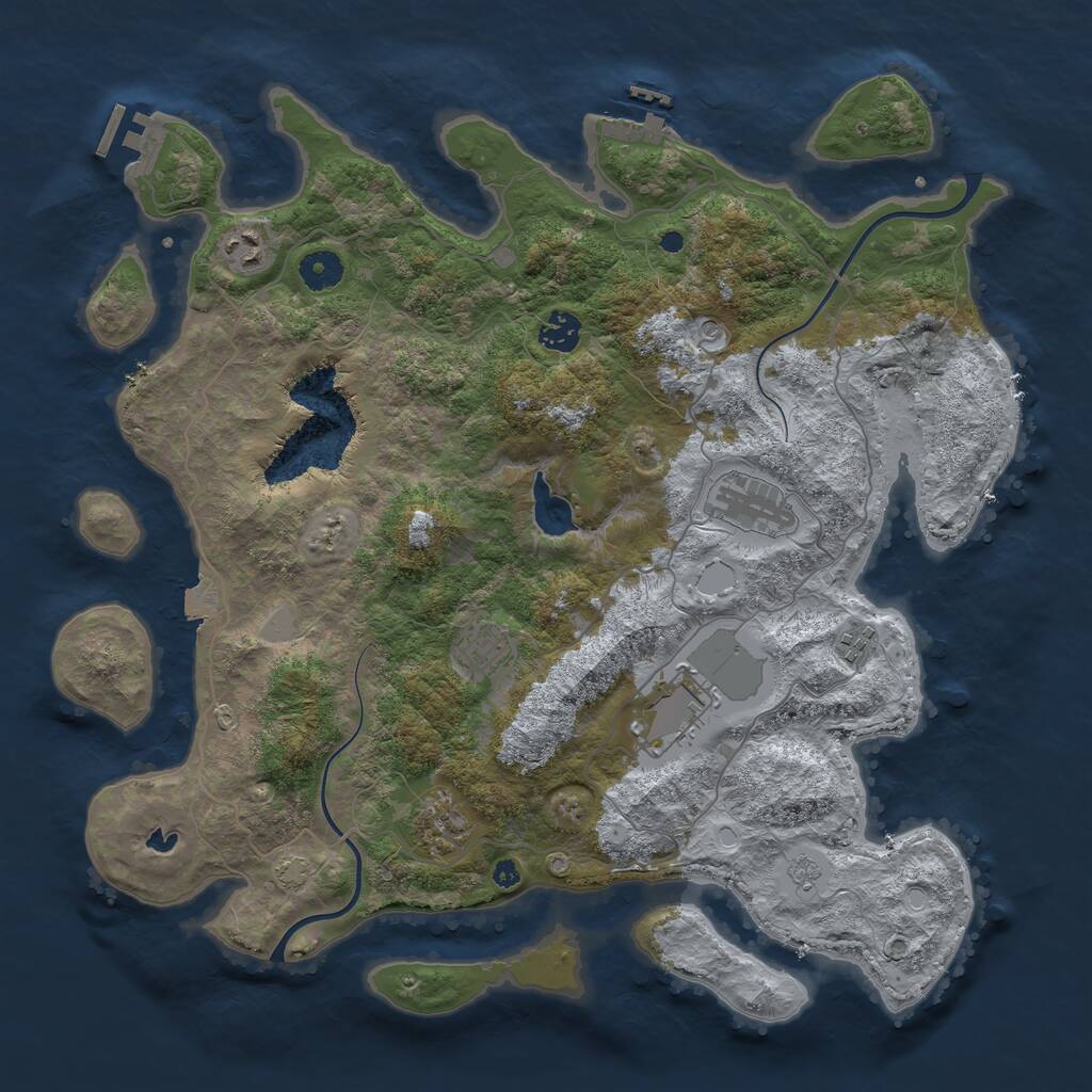 Rust Map: Procedural Map, Size: 4000, Seed: 664869, 13 Monuments