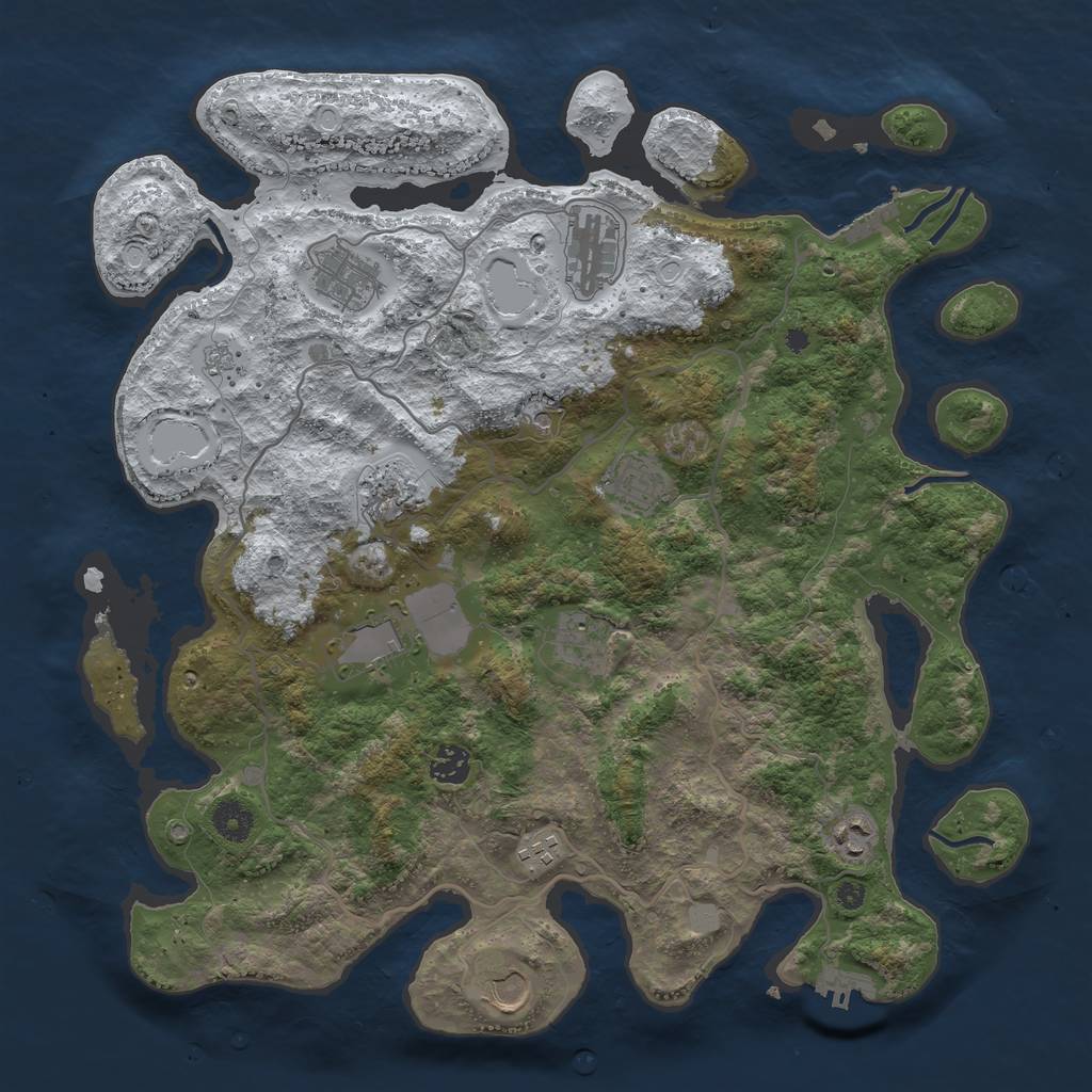 Rust Map: Procedural Map, Size: 4000, Seed: 495155, 19 Monuments