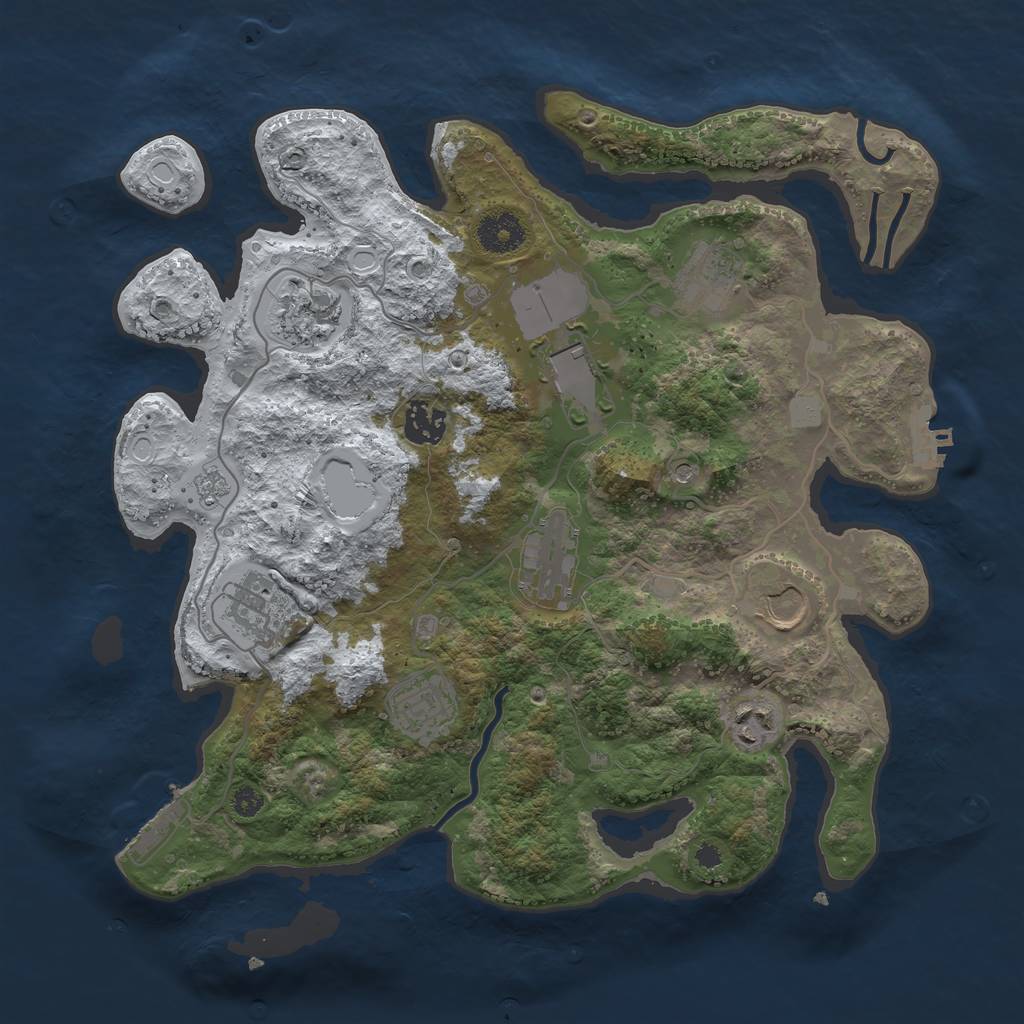 Rust Map: Procedural Map, Size: 3500, Seed: 324234234, 18 Monuments
