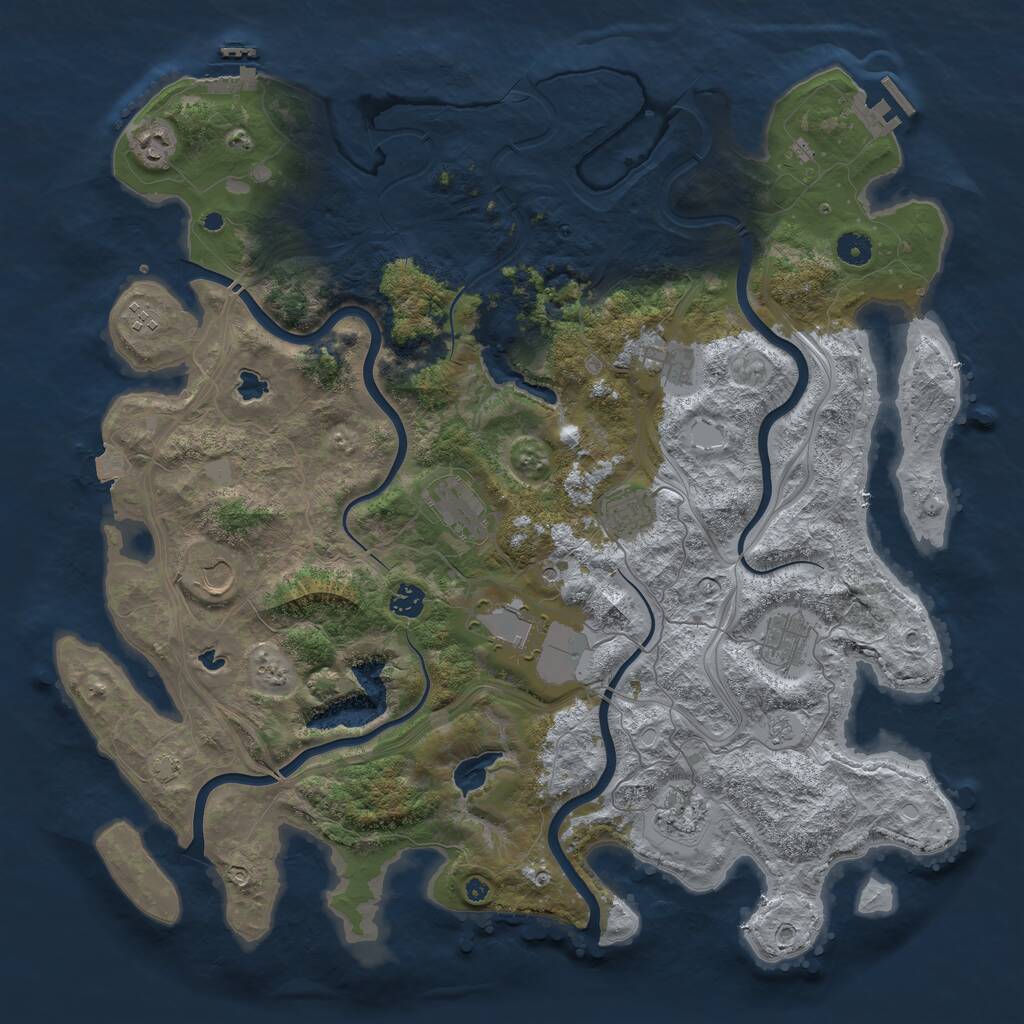 Rust Map: Procedural Map, Size: 4500, Seed: 7103842, 16 Monuments