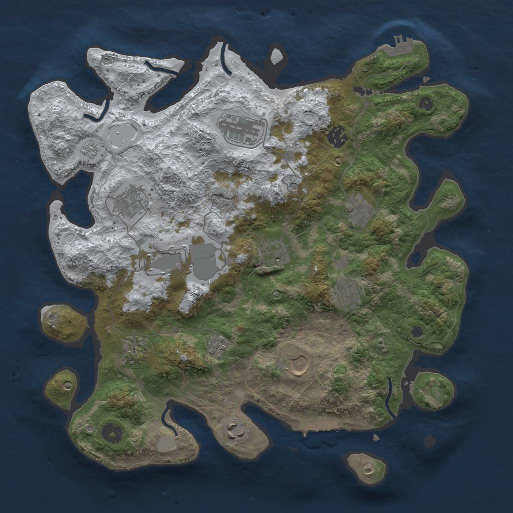 Rust Map: Procedural Map, Size: 3750, Seed: 1071127627, 20 Monuments
