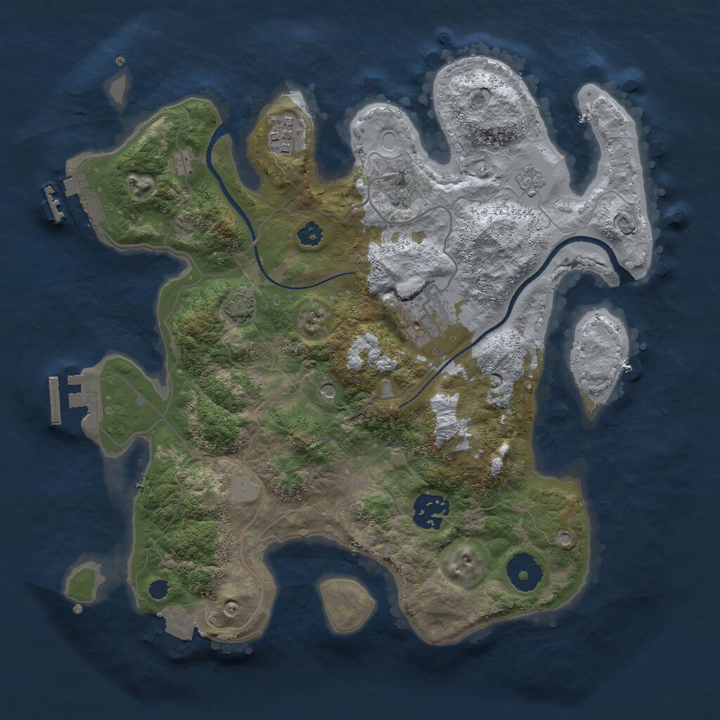 Rust Map: Procedural Map, Size: 3000, Seed: 30669, 9 Monuments