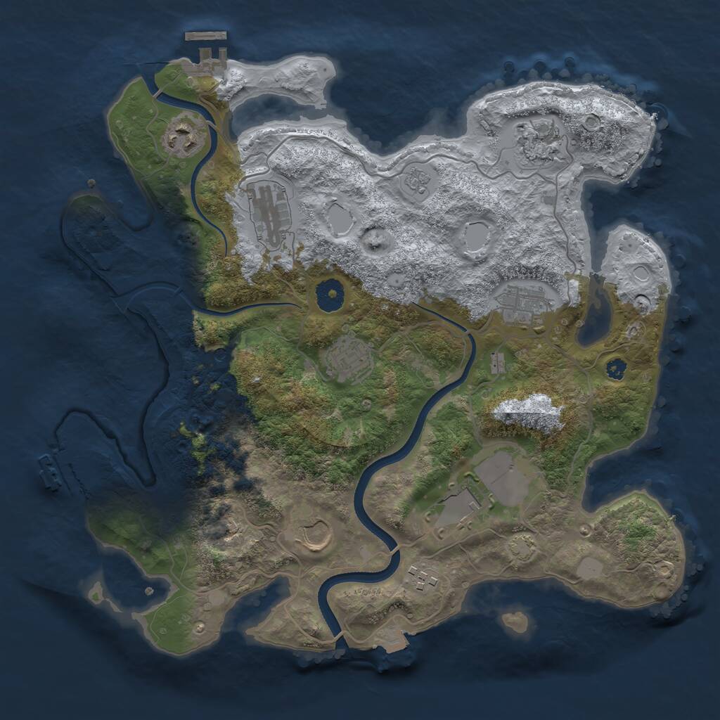 Rust Map: Procedural Map, Size: 3500, Seed: 583049583, 14 Monuments