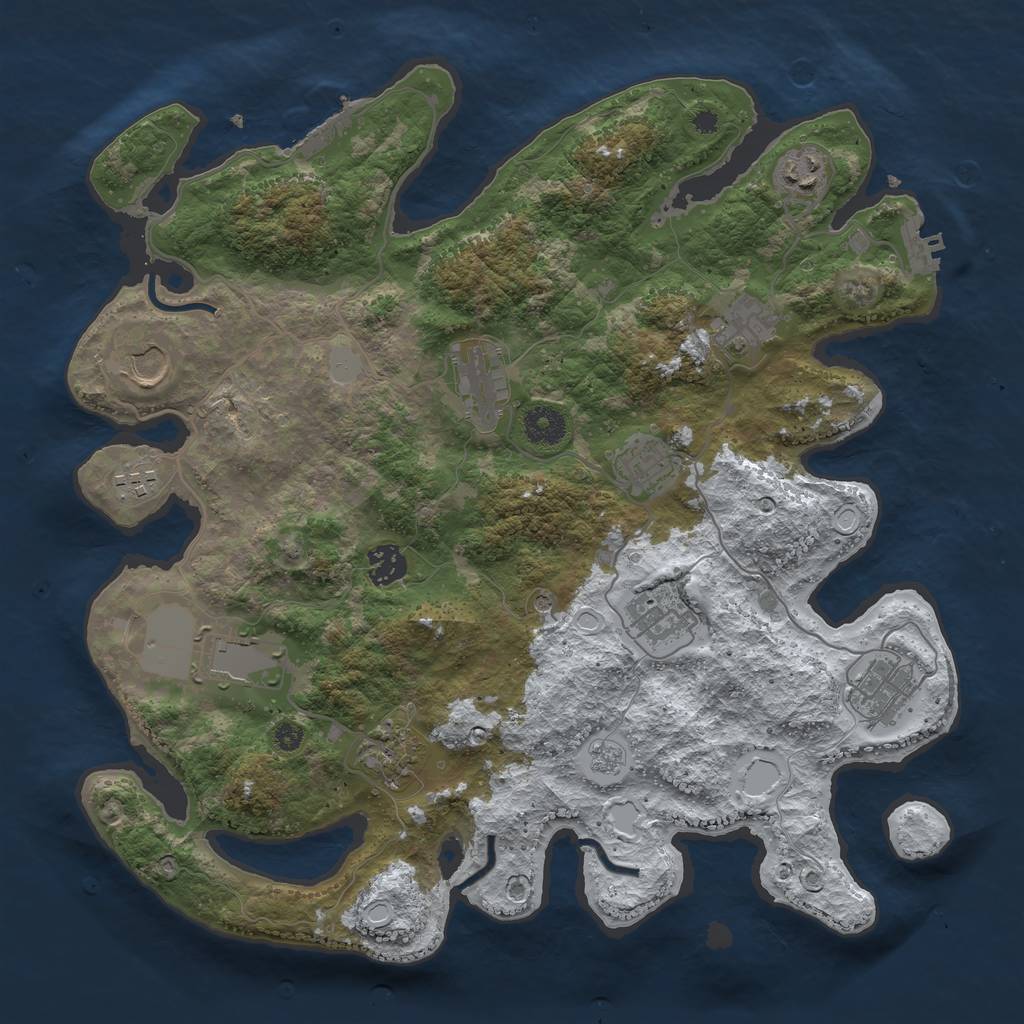 Rust Map: Procedural Map, Size: 3750, Seed: 310598817, 20 Monuments