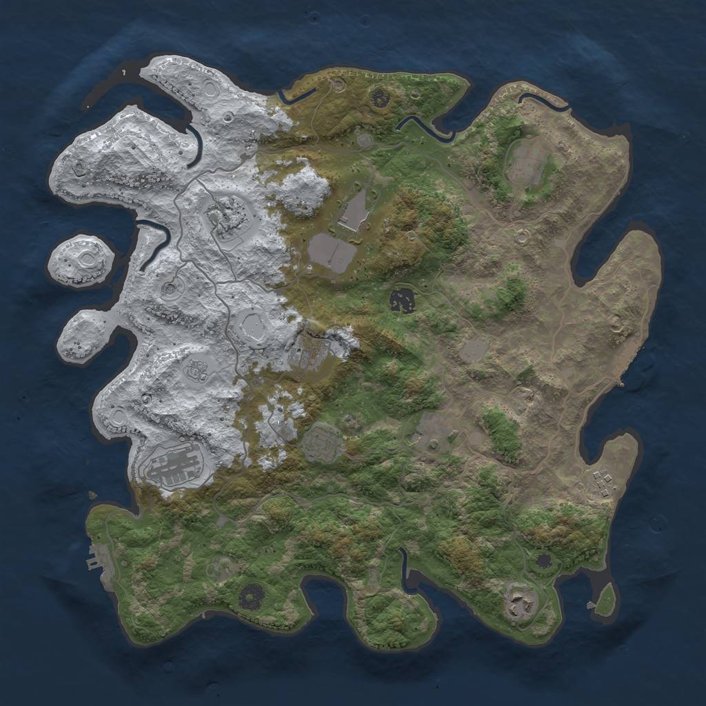Rust Map: Procedural Map, Size: 4000, Seed: 2827344, 19 Monuments