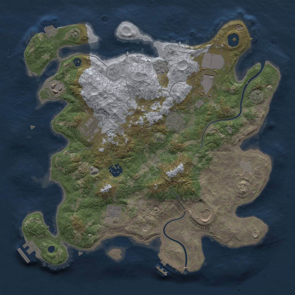 Rust Map: Procedural Map, Size: 3500, Seed: 12772731, 14 Monuments