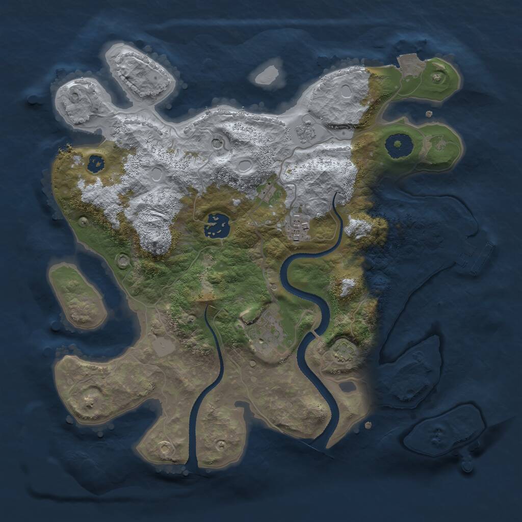 Rust Map: Procedural Map, Size: 3000, Seed: 22618, 8 Monuments