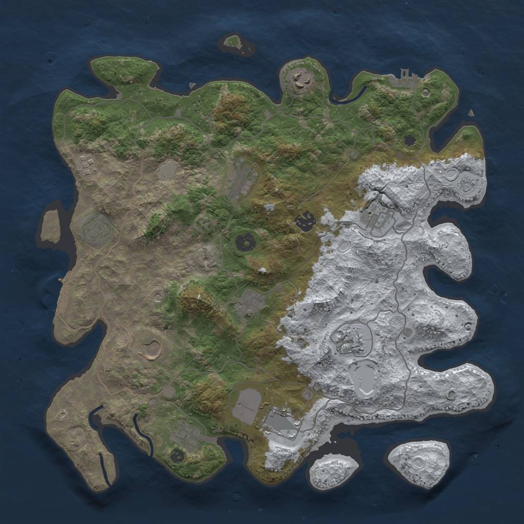 Rust Map: Procedural Map, Size: 4000, Seed: 456190683, 20 Monuments