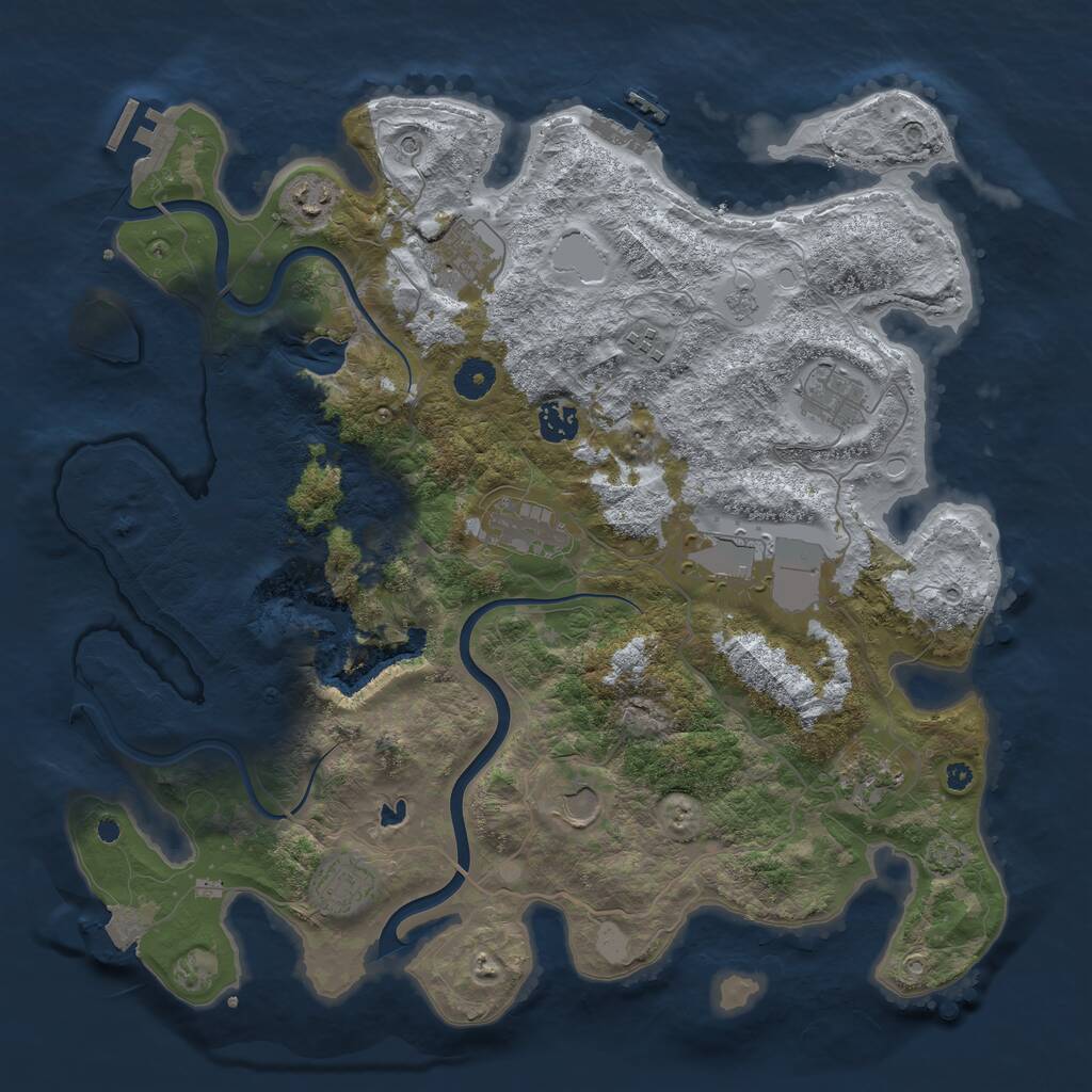 Rust Map: Procedural Map, Size: 4000, Seed: 101325, 16 Monuments