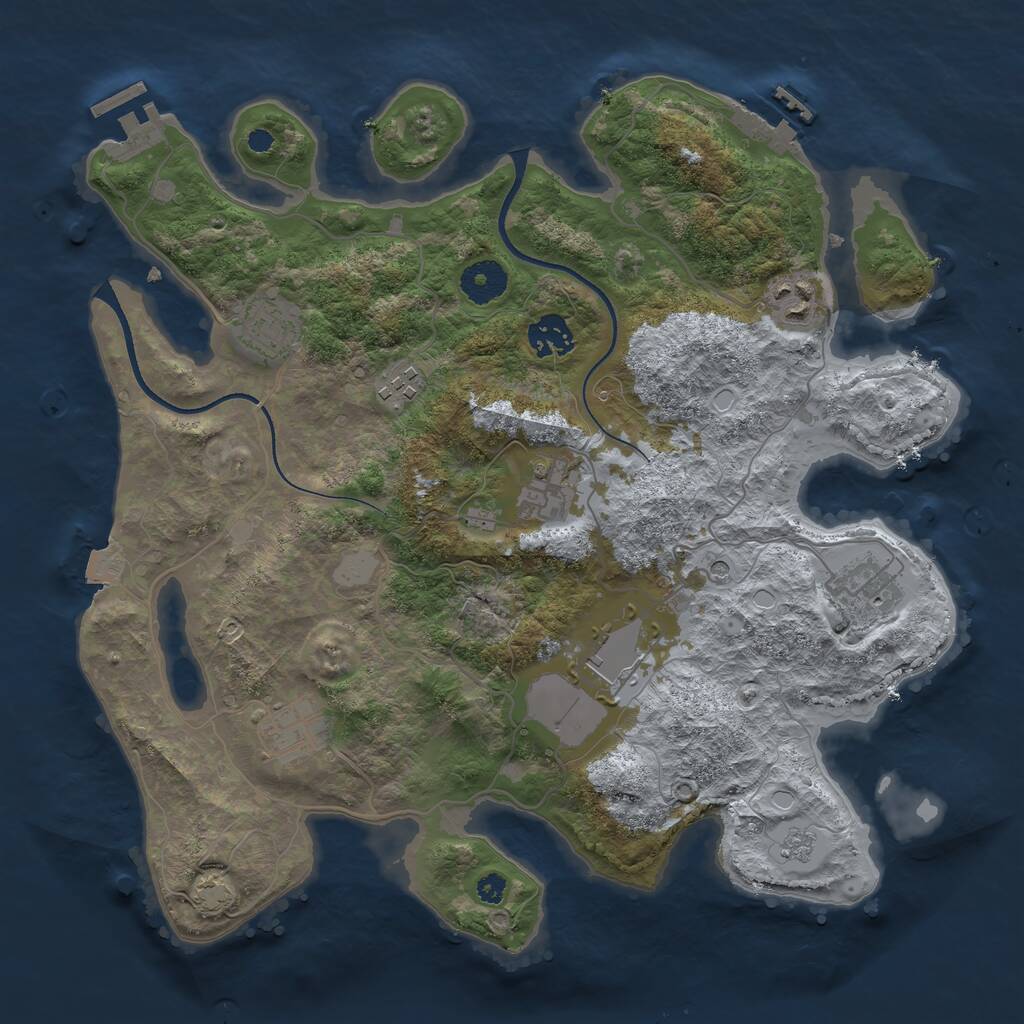 Rust Map: Procedural Map, Size: 3500, Seed: 1697262893, 14 Monuments