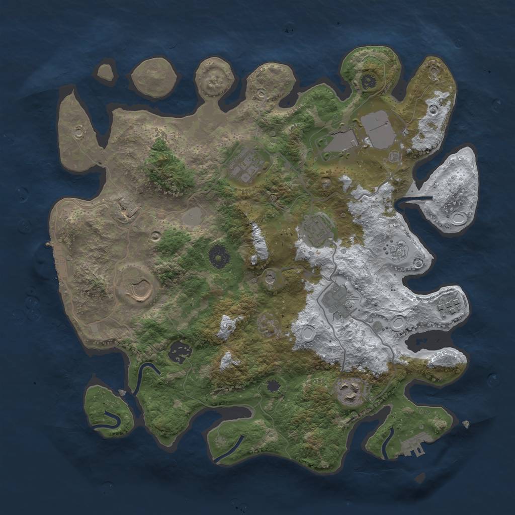 Rust Map: Procedural Map, Size: 3500, Seed: 39492, 17 Monuments