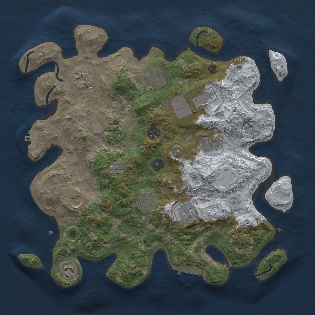 Rust Map: Procedural Map, Size: 3700, Seed: 9067627, 19 Monuments