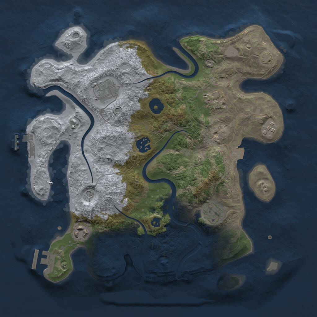 Rust Map: Procedural Map, Size: 3200, Seed: 117946593, 11 Monuments