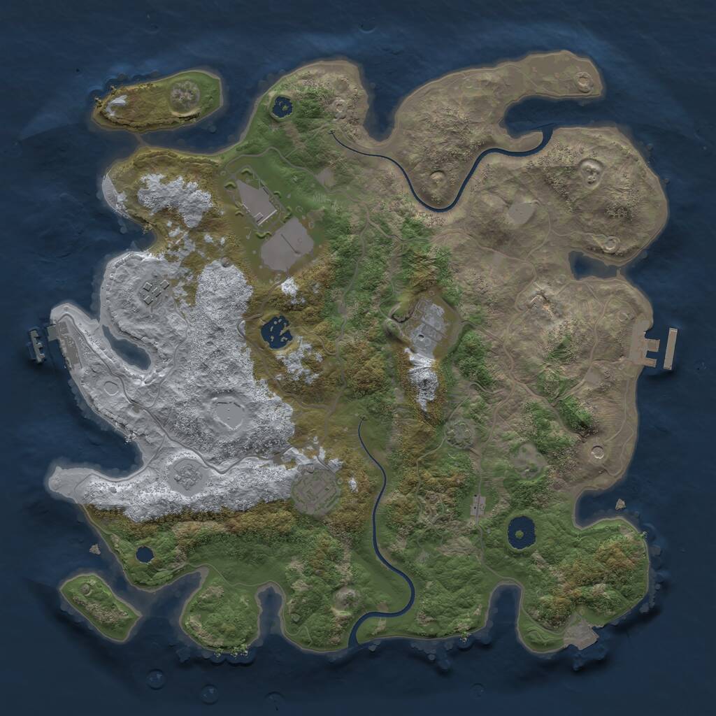 Rust Map: Procedural Map, Size: 3500, Seed: 177223590, 11 Monuments