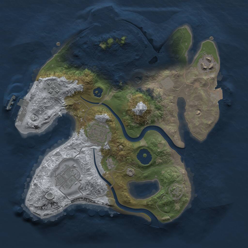 Rust Map: Procedural Map, Size: 2500, Seed: 1500592539, 9 Monuments