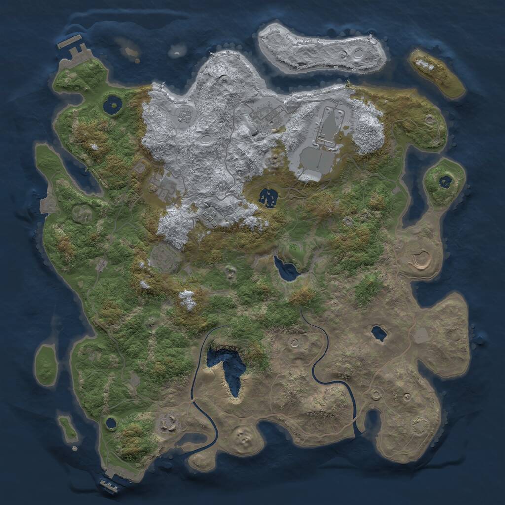 Rust Map: Procedural Map, Size: 4000, Seed: 91276233, 14 Monuments