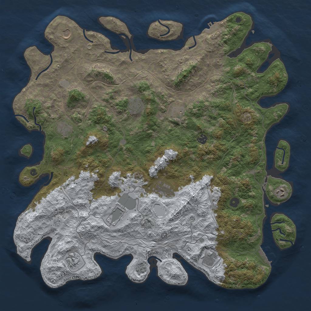 Rust Map: Procedural Map, Size: 4800, Seed: 1993490694, 20 Monuments