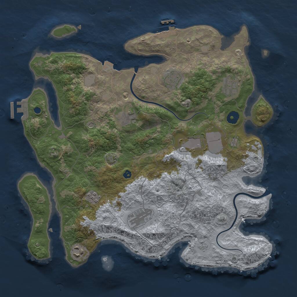 Rust Map: Procedural Map, Size: 3600, Seed: 127464841, 13 Monuments